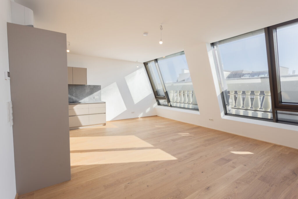 Schwarzenbergplatz Wohnzimmeransicht mit Panorama Blick